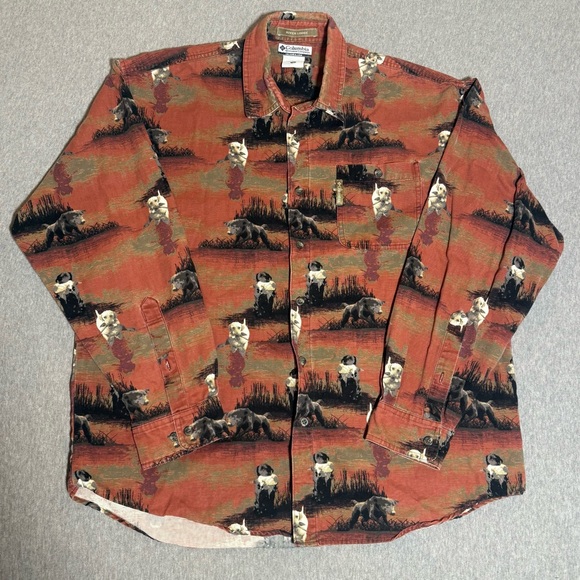 Columbia River Lodge Button Up Long Sleeve Shirt Mens Lab Bird Dog Hunting L - Picture 1 of 8